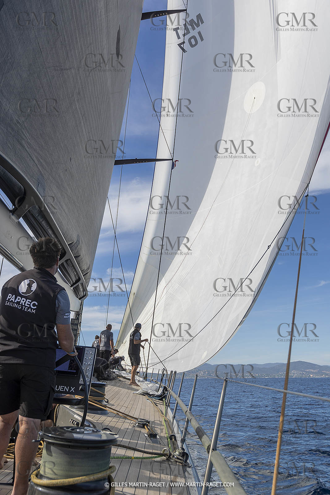 03 10 2022, Saint-Tropez (FRA,83), Voiles de Saint-Tropez 2022,  entraînement des maxis, A bord de Sipirit of Malouen X