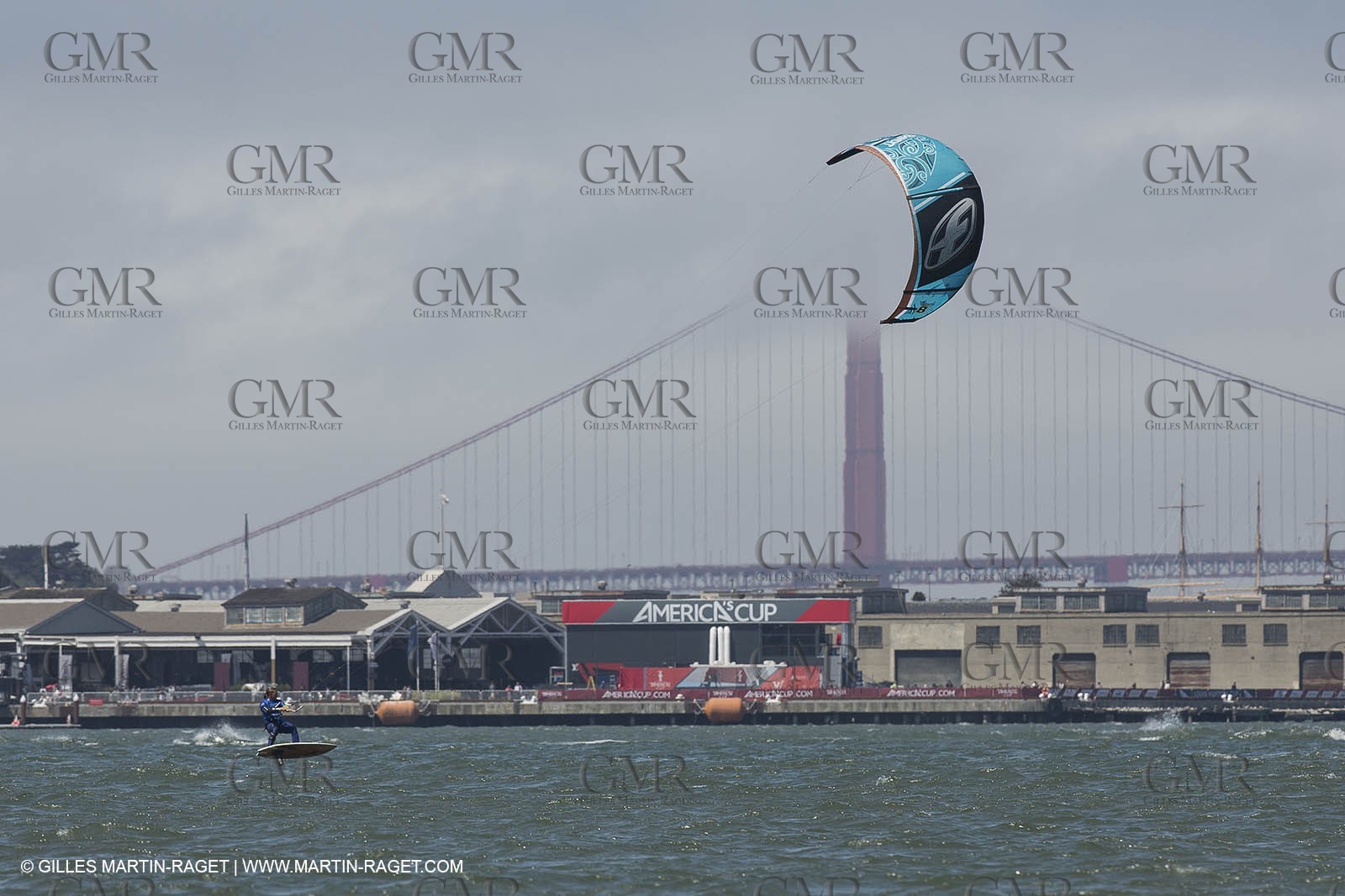 20 08 2013 - San Francisco (USA,CA) - French speed kit surfer Alex Caizergues sails with  Red Bull Youth America's Cup tem Next World Energy