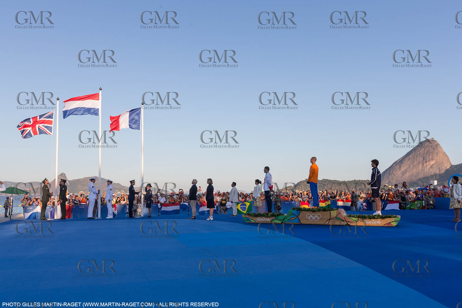 14 08 2016, Rio de Janeiro (BRA), 2016 Olympic Games, Sailing, RSX Men medal ceremony
