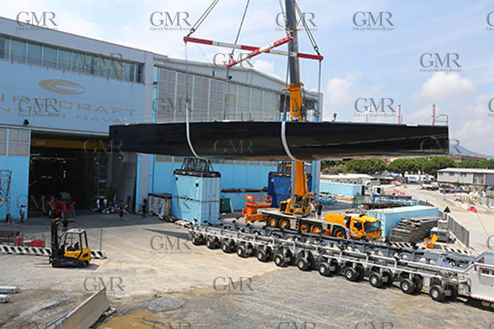 22 07 2017, Savona (ITA), Wally Cento Tango going out of the shed, Photo Gilles Martin-Raget