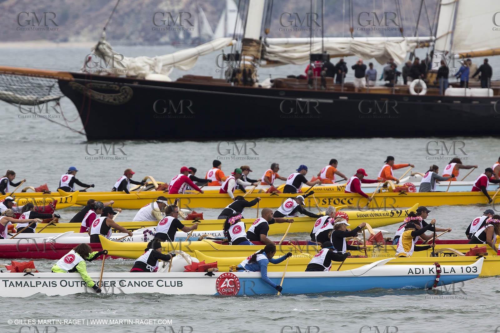 10 08 2013 - San Francisco (USA,CA) - 34th America's Cup - AC Open - Outrigger Canoe Races et Hula Danceperformance at Marina Green Village