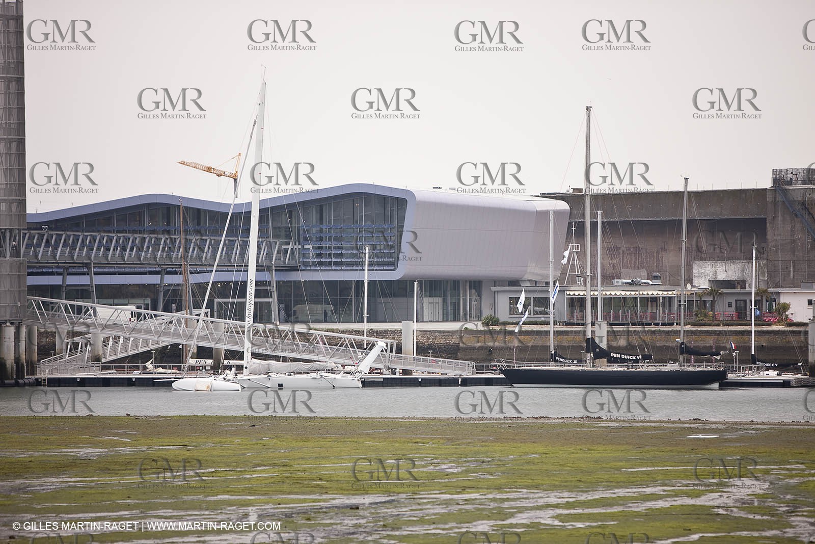 19 05 2010- Lorient- (FRA,56)  the five Pen Duick and l'Hydroptere in front of the Cité de la Voile Eric Tabarly