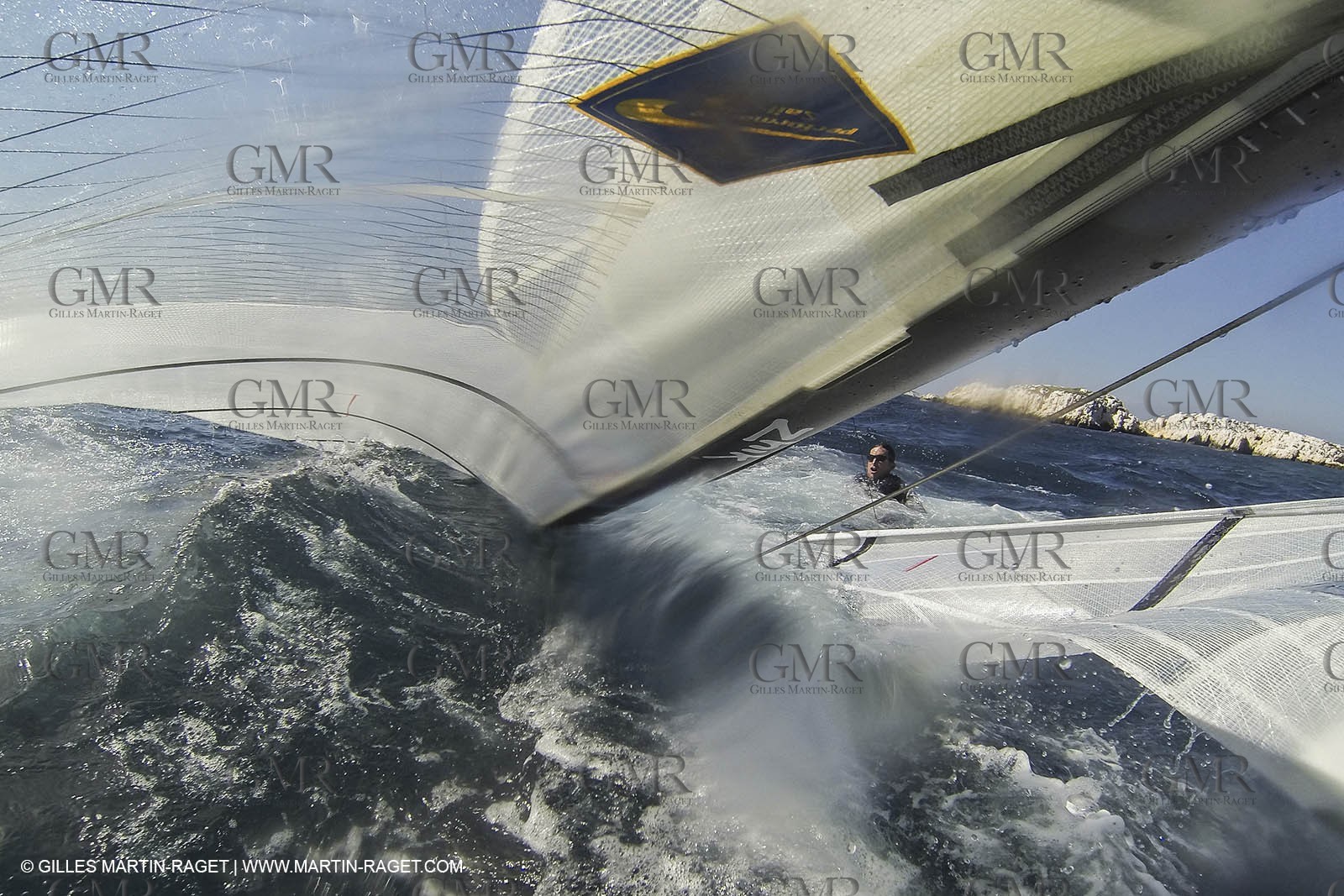 26 03 2013 - Marseille (FRA,13) - Ingrid Petitjean et Olivier backes training on their Nacra 17 in breezy conditions