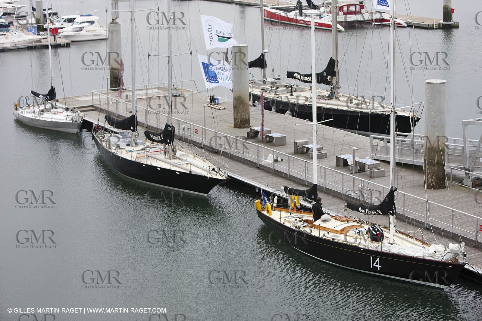 19 05 2010- Lorient- (FRA,56)  the five Pen Duick and l'Hydroptere in front of the Cité de la Voile Eric Tabarly
