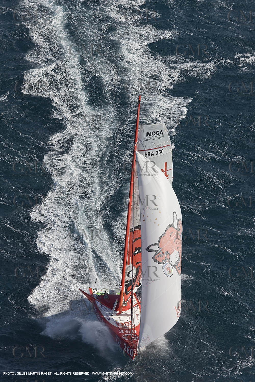 14 07 2008 - Port Camargue (FRA,30) Monocoques IMOCA - Vendée Globe 2008 - Kito de Pavant (Groupe Bel) training in strong breeze.