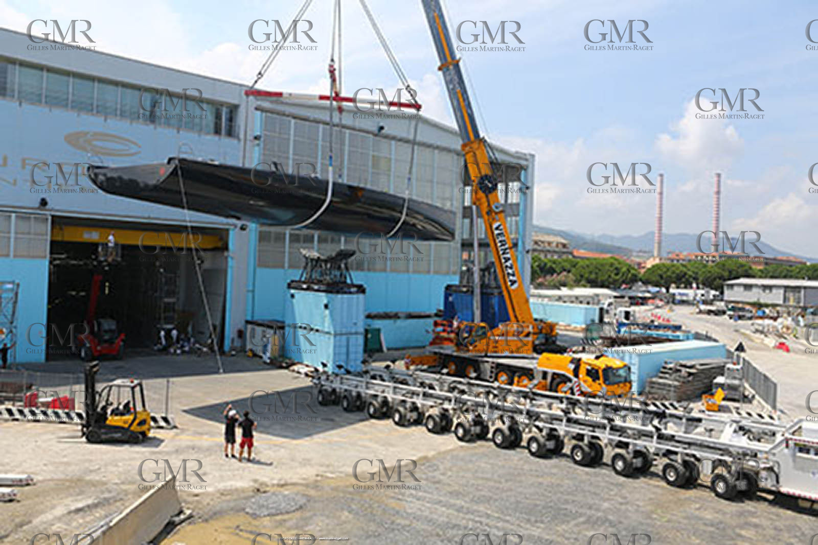 22 07 2017, Savona (ITA), Wally Cento Tango going out of the shed, Photo Gilles Martin-Raget