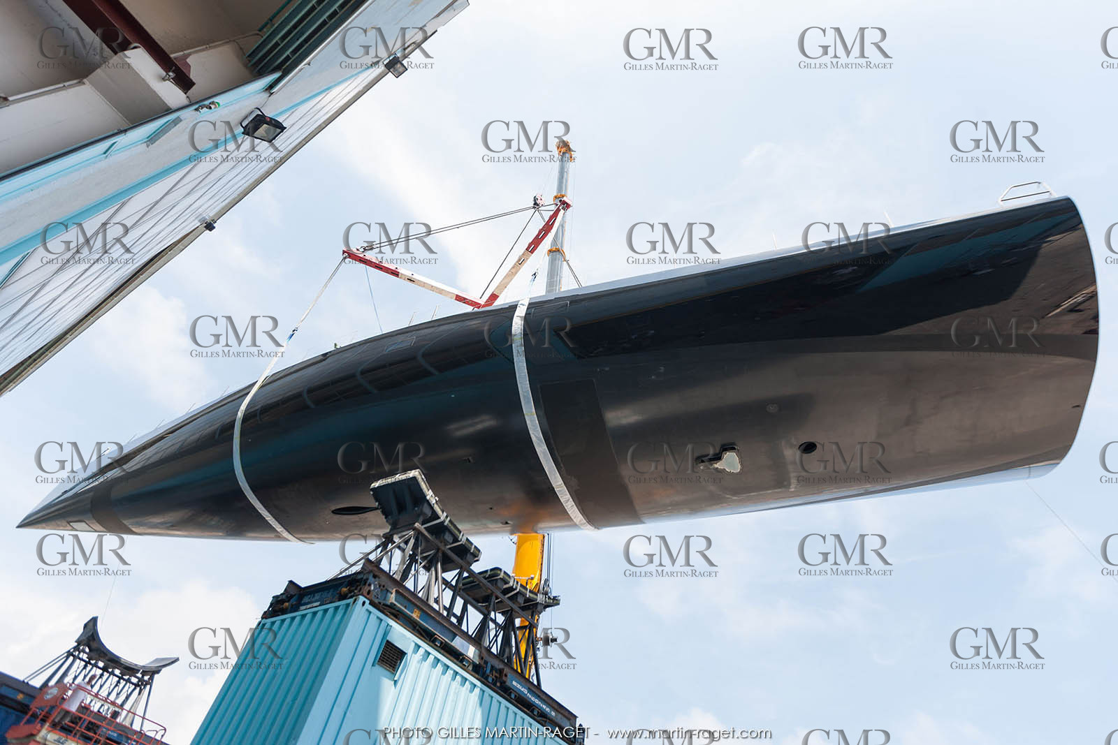 22 07 2017, Savona (ITA), Wally Cento Tango going out of the shed, Photo Gilles Martin-Raget