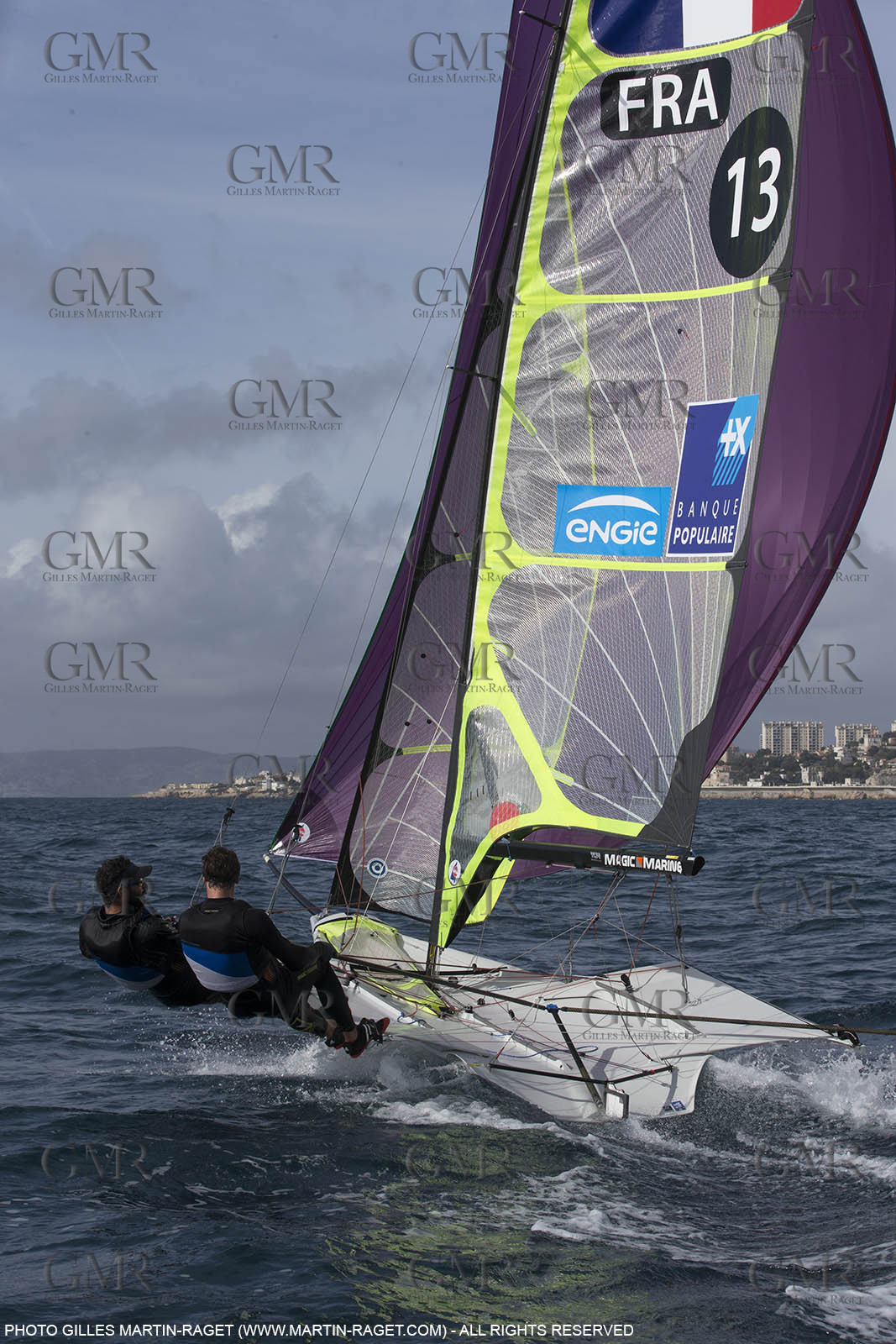 04 03 2016, Marseille (FRA,13), Olympic Sailing, 49er, french representatives Julien D'Ortoli Noë Delpech training