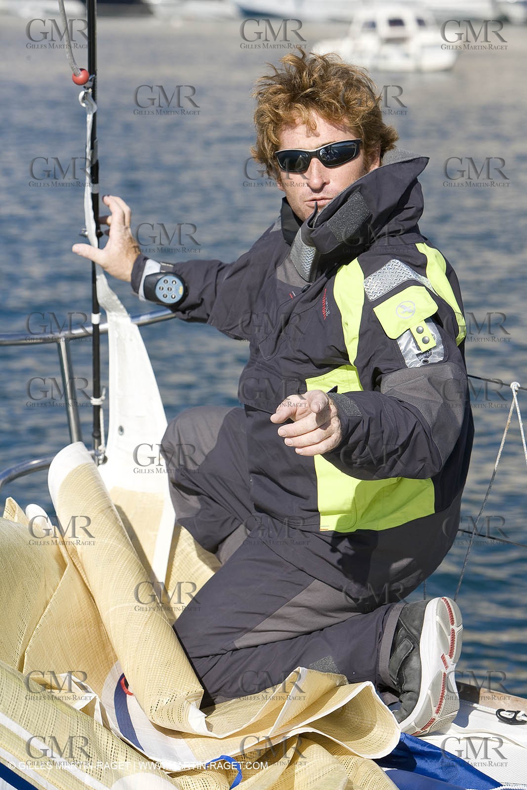 28 09 2007 - Marseille (FRA, 13) - Aigle Marine weather clothing showed in action by salors Marc Emig et Luce Molinier