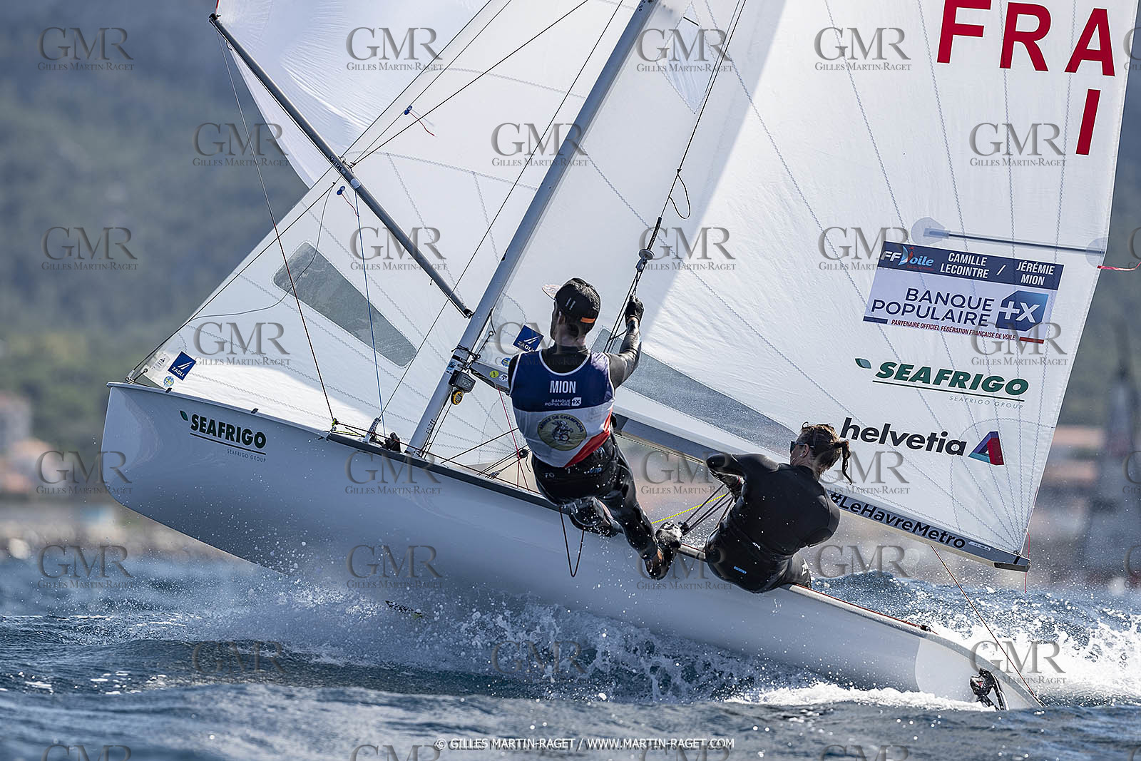 16 09 2022, Marseille (FRA), 470 Class, Paris 2024 Olympic Games, Sailing, 470 mixed dinghy, trainings, Camille Lecointre Jeremie Mion (FRA)