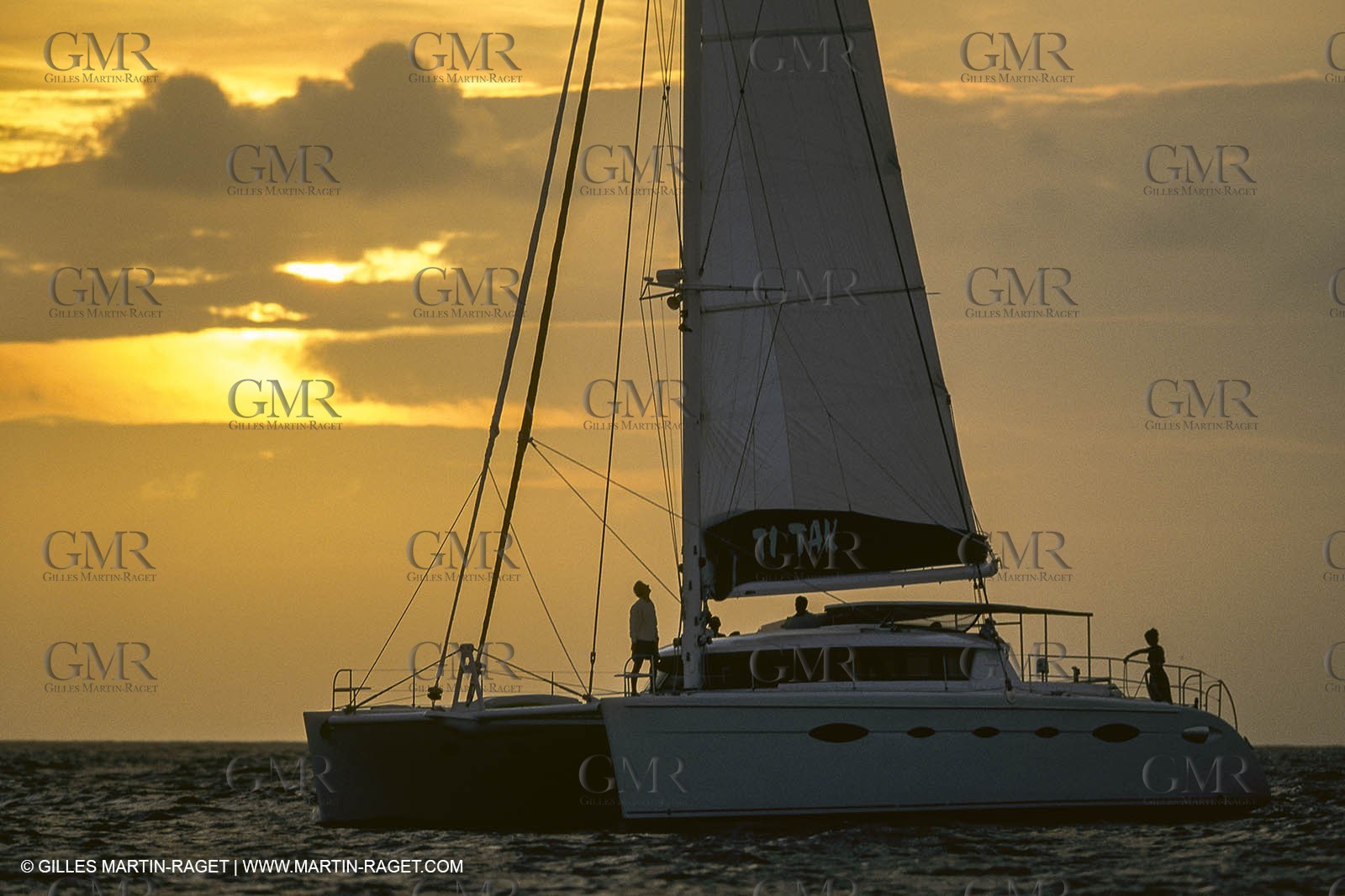 Sailing, cruising, multihull at the mooring