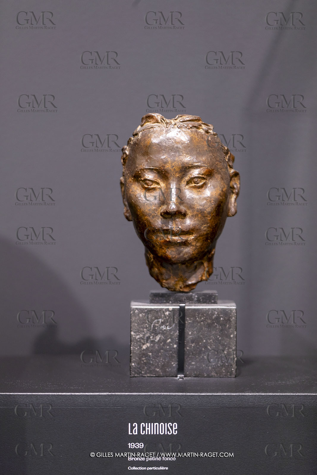 30 10 2023, Montpellier (FRA), oeuvre de Germaine Richier, Exposition Centre Pompidou - Musée Fabre 2023, La Chinoise, 1939, Bronze patiné foncé, 24,6 x 17,1, 15,2 cm, Collection particulière