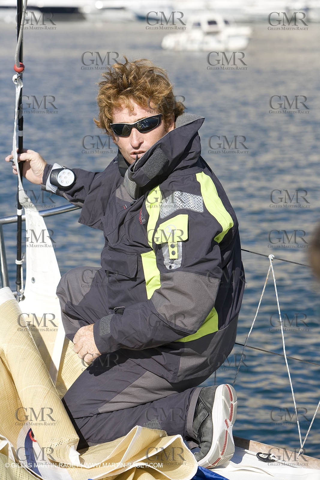 28 09 2007 - Marseille (FRA, 13) - Aigle Marine weather clothing showed in action by salors Marc Emig et Luce Molinier