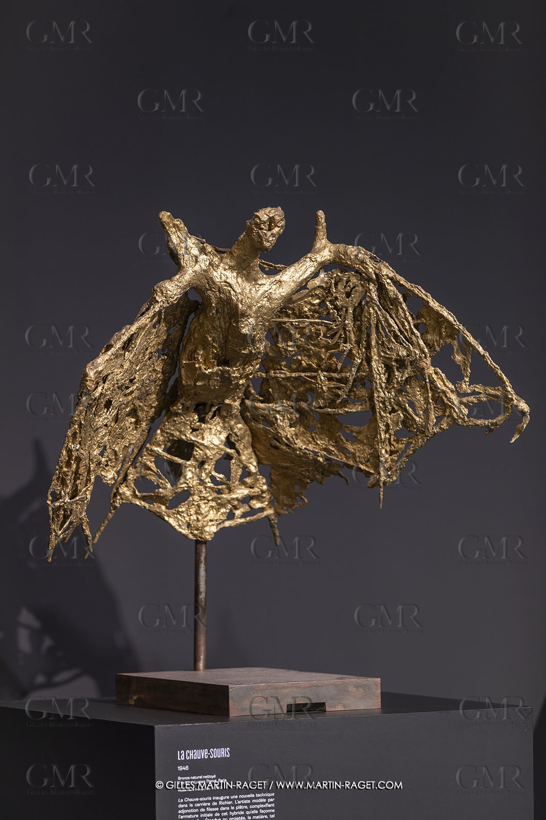 30 10 2023, Montpellier (FRA), oeuvre de Germaine Richier, Exposition Centre Pompidou - Musée Fabre 2023, La Chauve-souris 1946,  Bronze naturel nettoyé, Numéroté 6 6, Fondeur : L. Thinot, Paris, 84 x91 x 58 cm, Musée Fabre Montpellier,  achat de la ville de Montpellier avec la participation du FRAM Languedoc-Roussillon, 1996