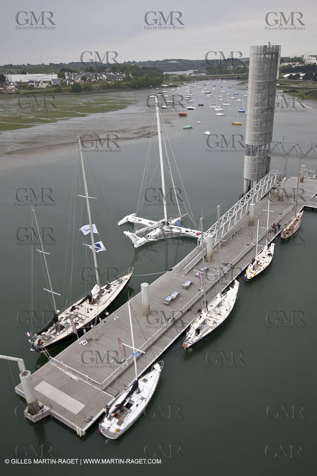 19 05 2010- Lorient- (FRA,56)  the five Pen Duick and l'Hydroptere in front of the Cité de la Voile Eric Tabarly