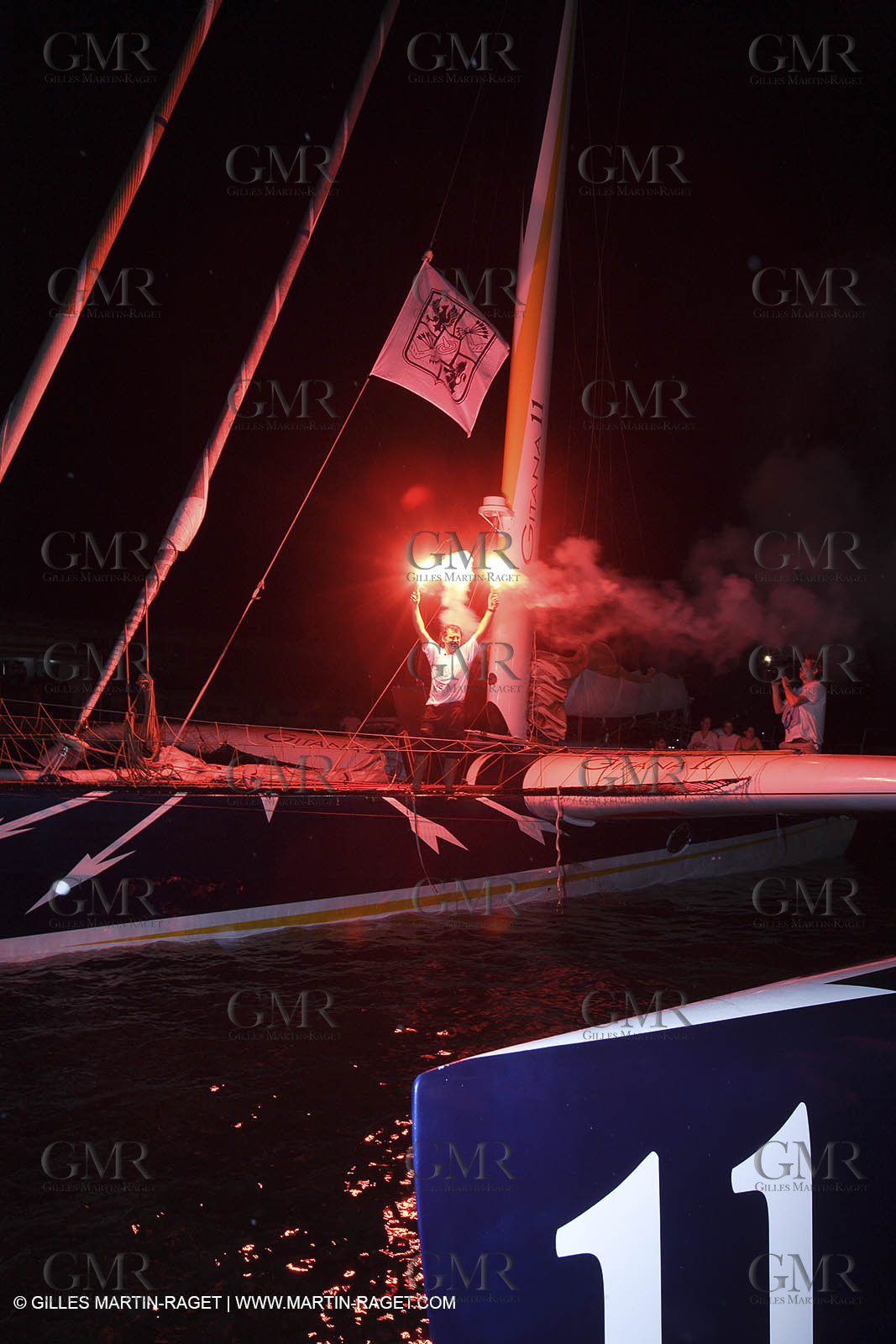 05 11 2006 - Pointe à Pitre Guadelupe (FRA) - Route du Rhum 2006 arrival - overall winner Lionel Lemonchois (Gitana 11)