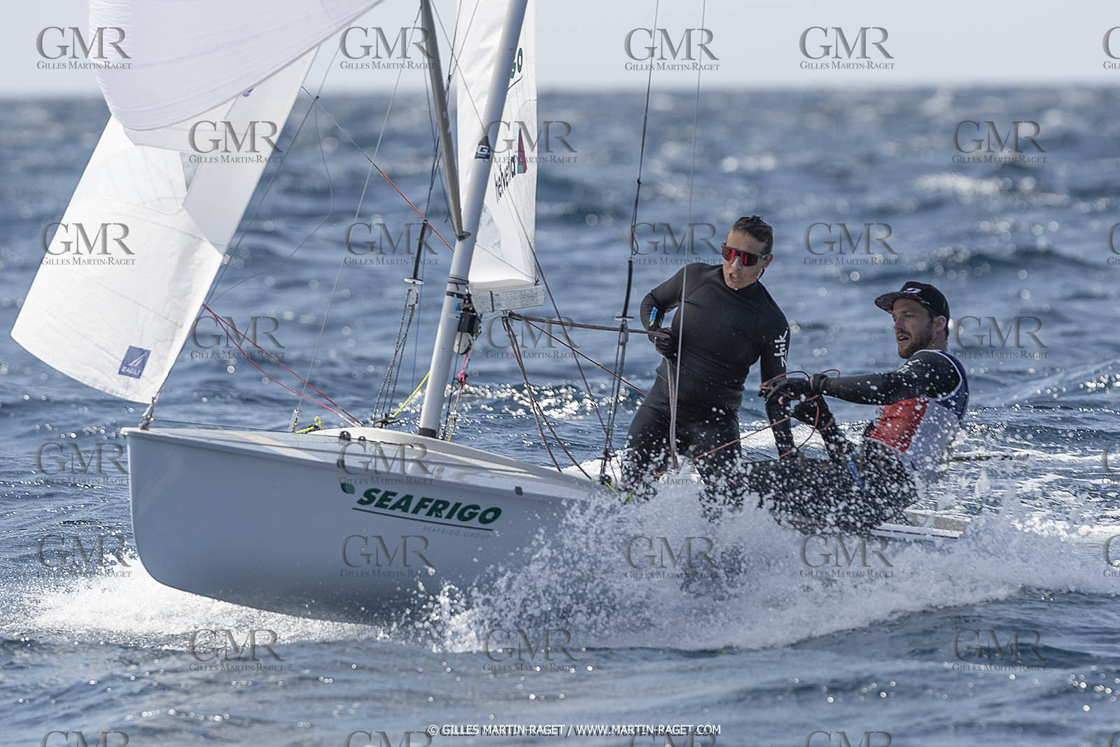 16 09 2022, Marseille (FRA), 470 Class, Paris 2024 Olympic Games, Sailing, 470 mixed dinghy, trainings, Camille Lecointre Jeremie Mion (FRA)