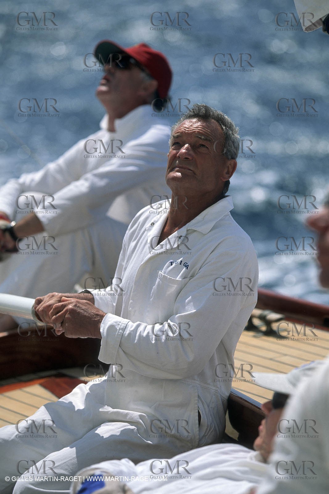 May 1996 - Cannes (FRA, 06) Eric Tabarly helming Tuiga