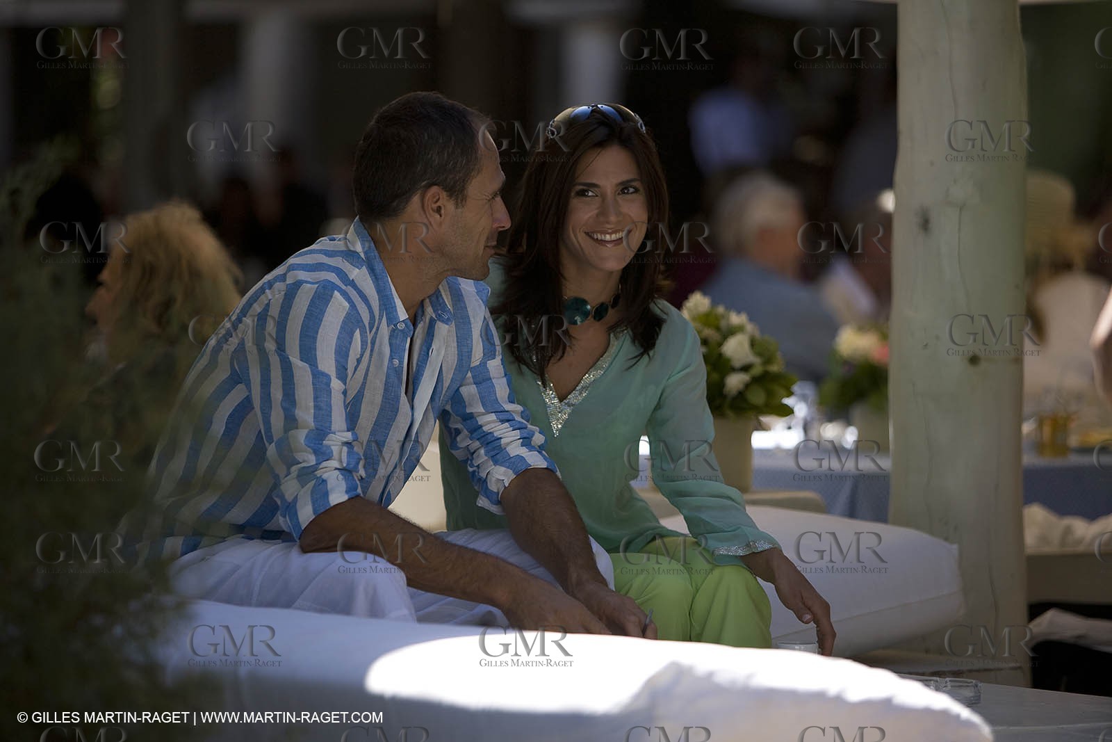 06 09 2007 - Saint Tropez (FRA, 83) - Superyachts - Motoryachts - Mangusta 92 Triple Fun in Saint Tropez - Mooring at Club 55 at Pampelonne Beach