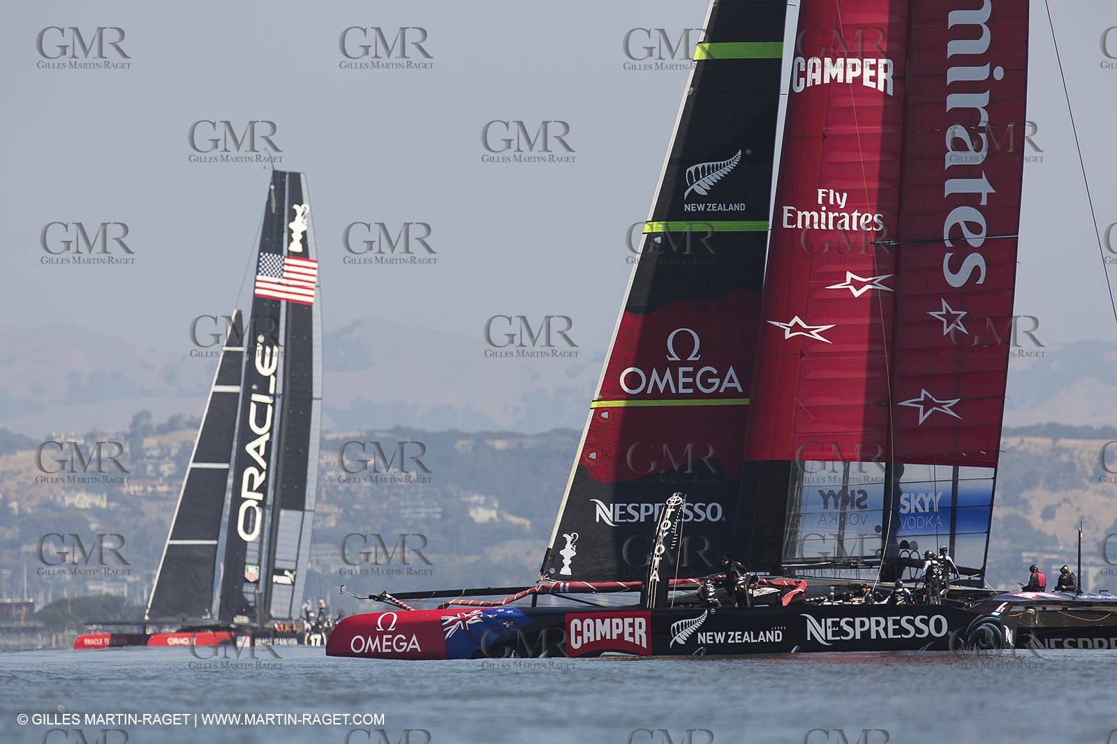 23 05 2013 - San Francisco (USA,CA) - 34th America's Cup - May Training, 3 AC72 in the bay for the first time